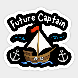 In Future To Be Captain Sailboat Sailing Sea Kids Sticker